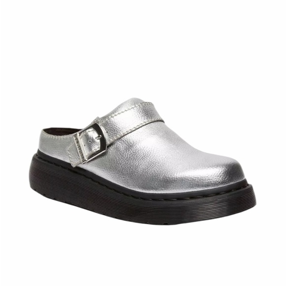 New Dr. Martens Laketen Slingback Mule silver metallic leather size 9 - Picture 2 of 8